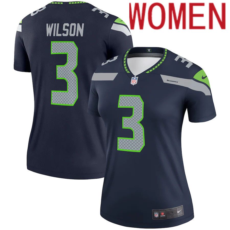 Women Seattle Seahawks #3 Russell Wilson Nike College Navy Legend NFL Jersey->women nfl jersey->Women Jersey